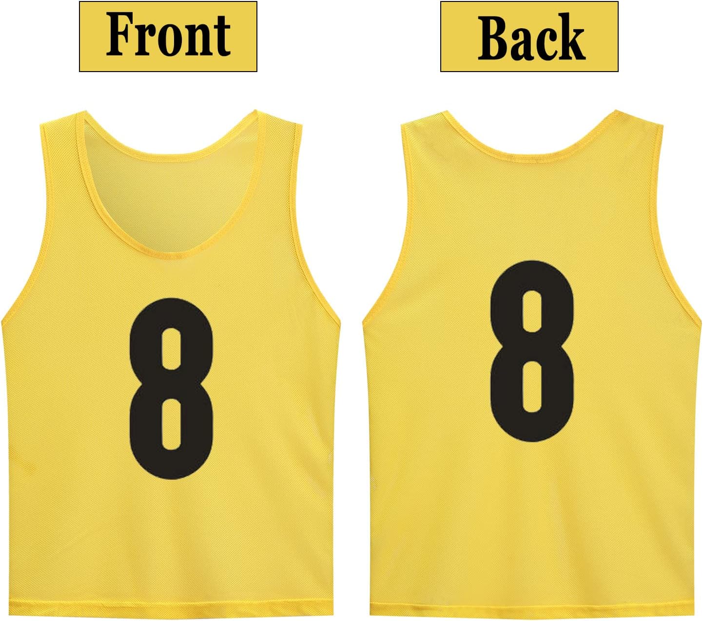 12 Pack(1-12) Numbered Jerseys/Soccer Bibs/Scrimmage Pinnies/Team Training Vest for Adult Youth Kids.