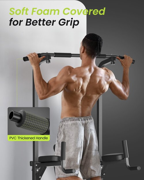 Sportsroyals Pull up Bar Multi-Function Power Tower Dip Station Core Training Fitness Equipment 400LBS