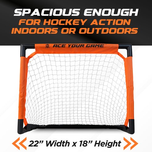 ACE HOCKEY - Shinny Hockey Set - Complete 4-Player Indoor/Outdoor Kit - Knee Hockey Goal Set (2) Goals, (2) Sticks, and (6) Foam Balls - Mini Hockey Set