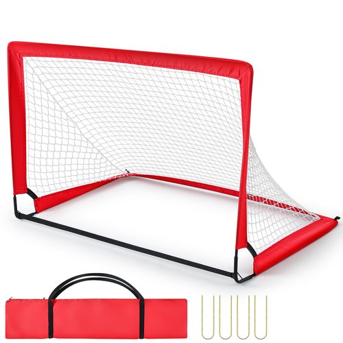 Gemscream Street Hockey Goal with Net Fiberglass Tube 4 Ground Spike and Storage Bag, 48''Portable Lightweight Easy Assembly Durable Hockey Goal Set for Outdoor Indoor Kid Player Training Equipment