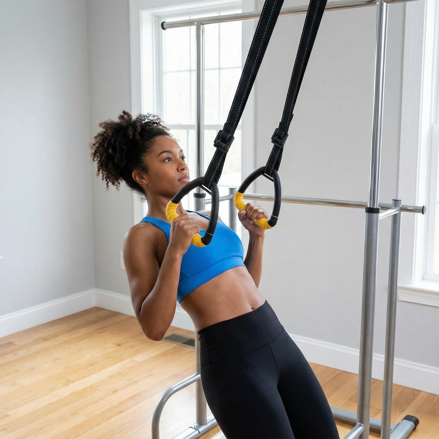 HaeNayc Gymnastic Rings, Gymnastic Rings Equipment, Pull-up Gymnastic Rings, Home Gymnastic Rings no-Punch bar Lanyard for Training Workouts (Yellow)
