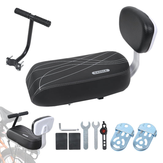 Kids Bike Seat Bike Rear Seat Cushion with Backrest Comfortable Bicycle Passenger Saddle with Handlebar, Child Bicycle Rear Seat Cushion Footrests,Back Seat for Over 5 Years Old Kids or Adults