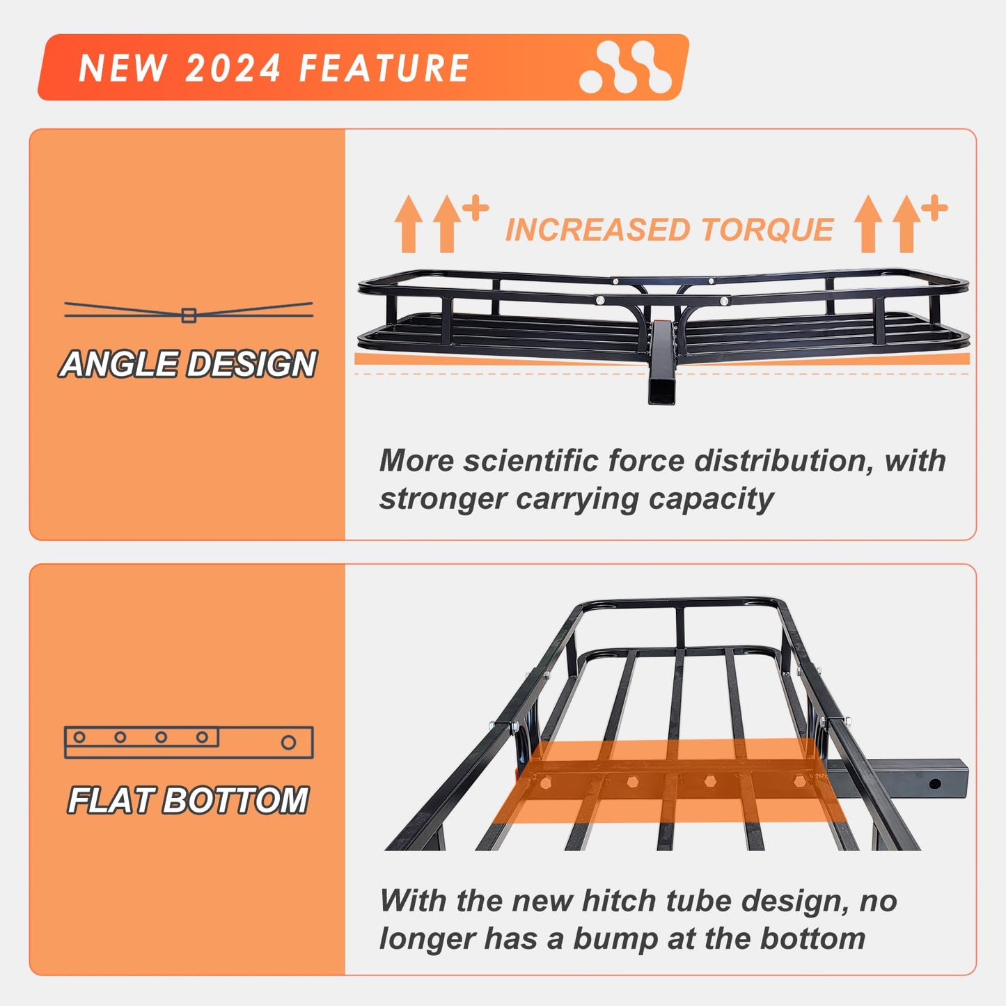 MeeFar Cargo Carrier Basket + Waterproof Bag (53"x19"x5.5", Hitch Mount)