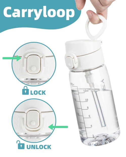 OLDLEY Kids Water Bottles with Straw 420ml/14oz BPA Free Tritan Water Bottle with Handle Leakproof School Sports Drinking Bottle for Toddler Boys Girls,Transparent