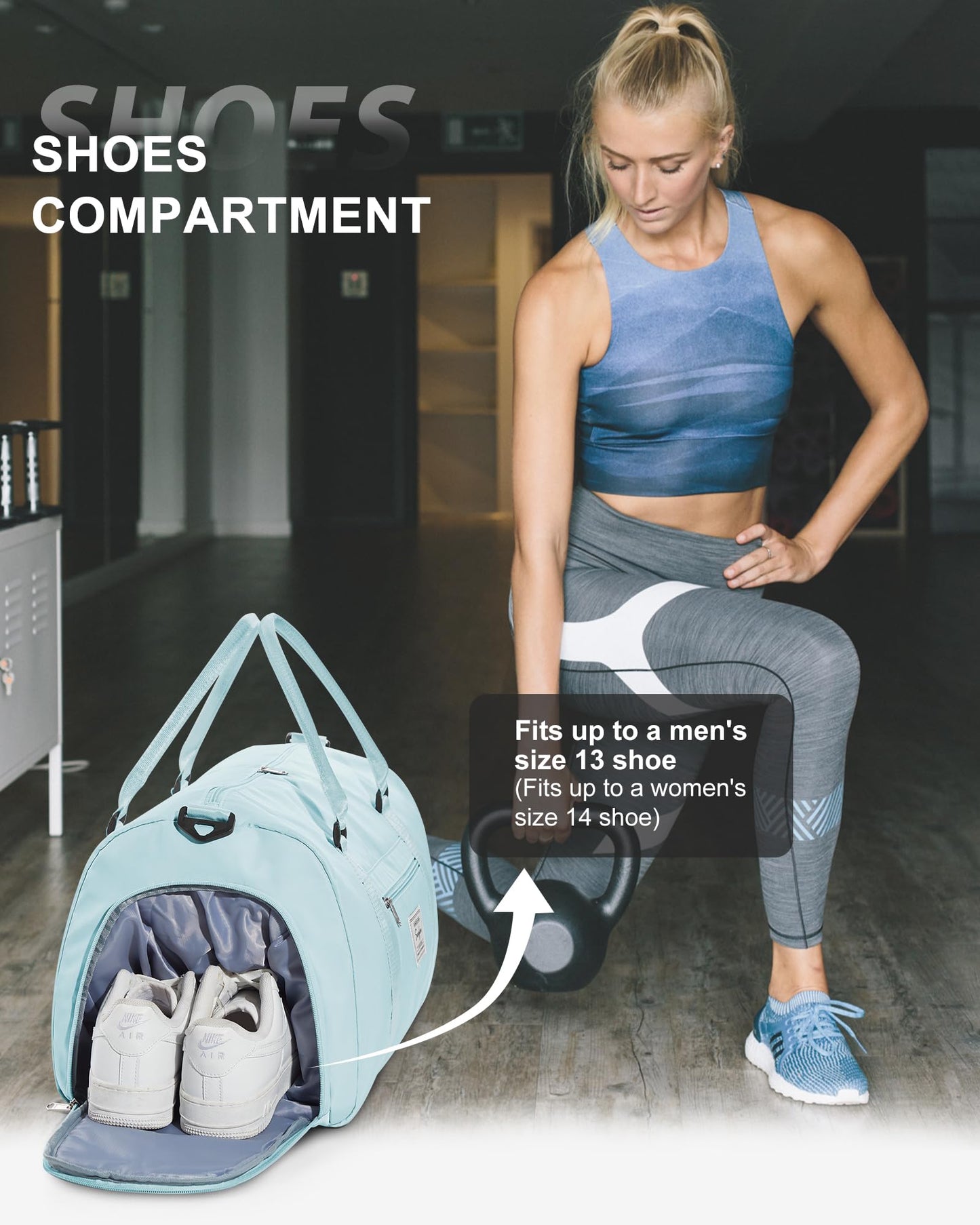 Gym Bag Womens Mens with Shoes Compartment and Wet Pocket Travel Duffel Bag for Women for Plane Sport Gym Tote Bags with Toiletry Bag Waterproof Weekend Overnight Carry on Bag Hospital Holdalls