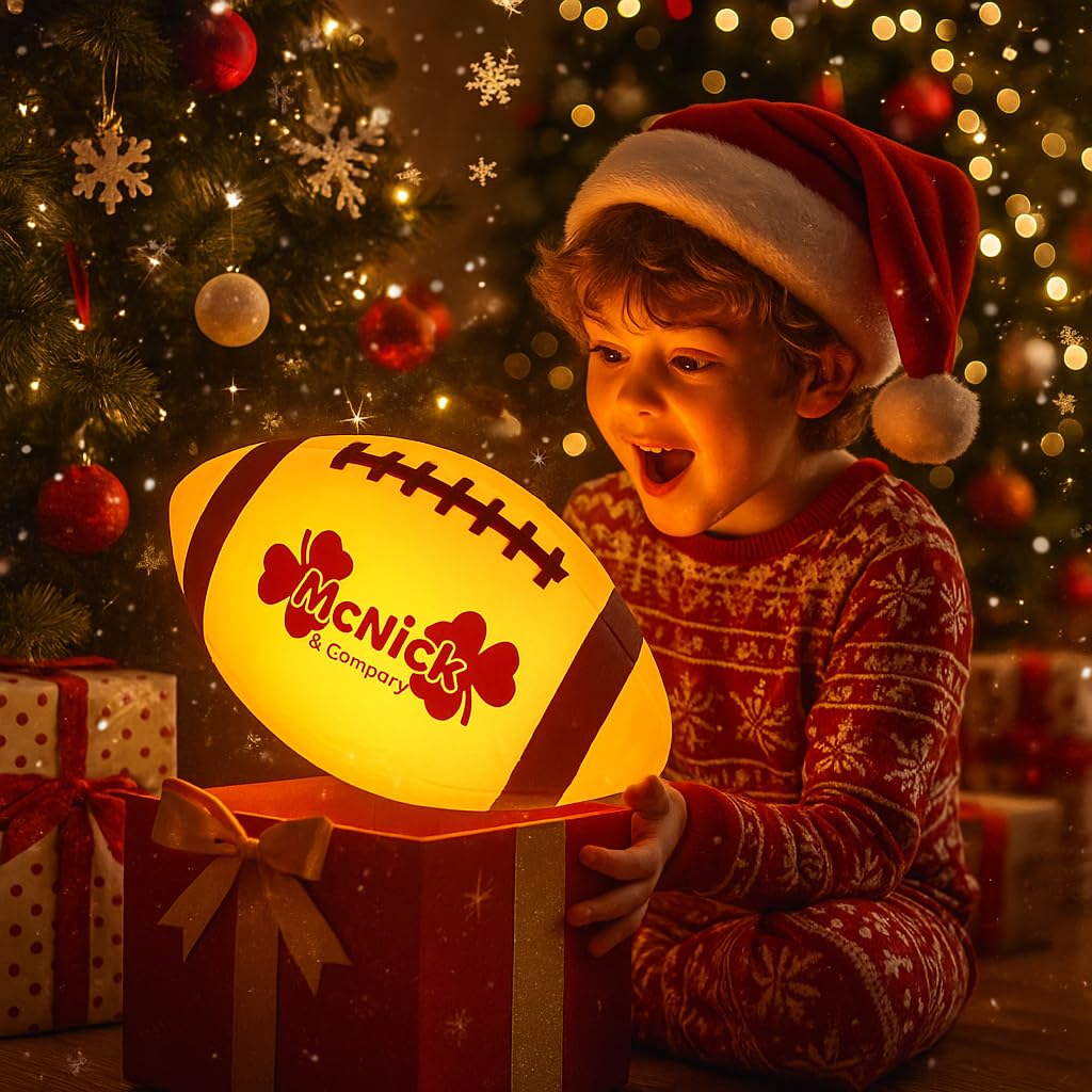 Light Up Football - Glow in the Dark Ball - Boys Gifts - NO 6 - Outdoor Sports, Birthday Gifts for Boys 8-15+ Year Old - Kids Teenage Youth Gift Ideas - Boy Toys Stuff Ages 8 9 10 11 12 13 14 15