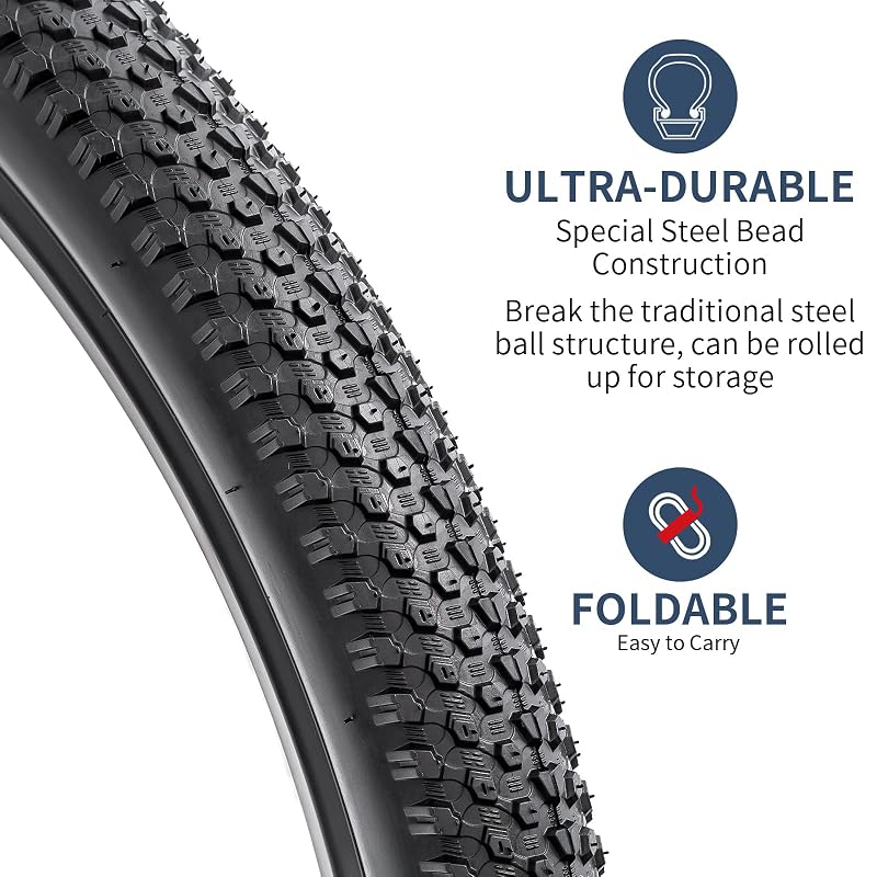 26 x 2.0 Inch Bike Tires (2 Pack) with Tubes & Levers – Black, 26x2.0 MTB/Gravel