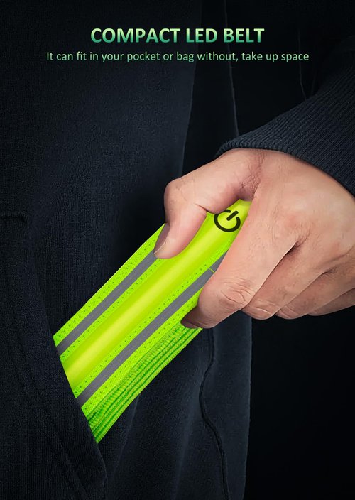 Ylzzrs LED Reflective Belt Sash Walking Gear,Safety Lights for Walkers at Night,High Visibility Safety Rechargeable Reflective Running Gear for Men Women Kids Night Dog Walking Gear (Green)