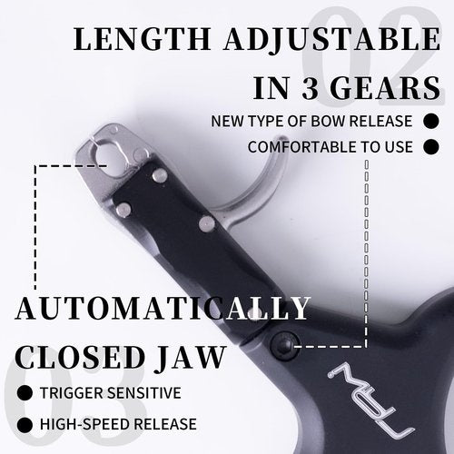Moyujian Archery Release Using Aviation Aluminum6061-T6 Integrated Die-Casting Technology Bow Release Can Adjust Trigger Position According to Finger Length