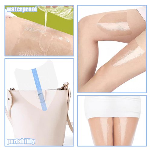 WOLAIYE Thigh Lift Anti Chafing Friction Tape Patches, Chafe Protection Thigh Inner Adhesive Sticker, Clear Invisible Waterproof Skin Pads, 12PCS