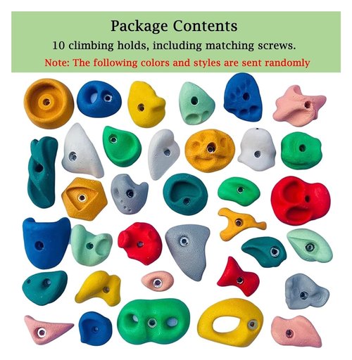 OneGrifN Climbing Kit,Climbing Holds, Teens Adults Resin Rock Climbing Holds with Screws, 10 Pcs Premium Screw-On Beginners Climbing(Plank Installation)