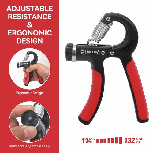 Ab Roller Wheel, Ab Workout Equipment for Abdominal & Core Strength Training, Home Gym Fitness Exercise Wheels for Women Men, with 2 Grip Strength Trainer & Knee Pad Accessories(Black+Red)