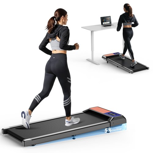 Walking Pad Treadmill, Portable Treadmills for Home, 2.5 HP Quiet Under Desk Treadmill with 5% Incline, 265 Lbs Capacity, 15" X 35.4" Running Belt Walking Pad, Home Office Walking
