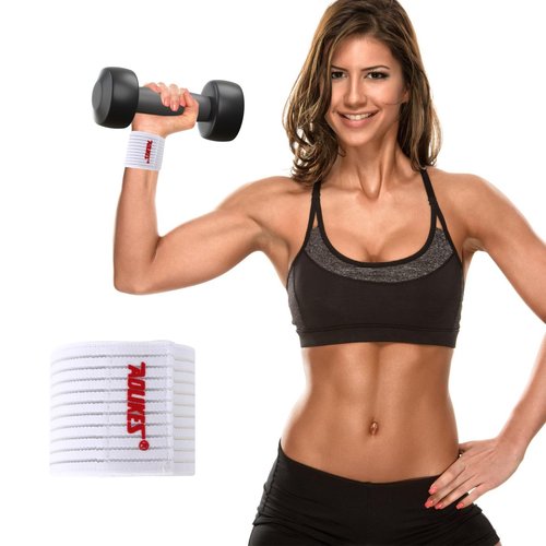 Athletic Wrist Support Wrap, Elastic Compression Band for Weightlifting, Workout, Breathable Compression for Basketball, Gym & Office Typing | Sweat-Resistant & Unisex Design (White)