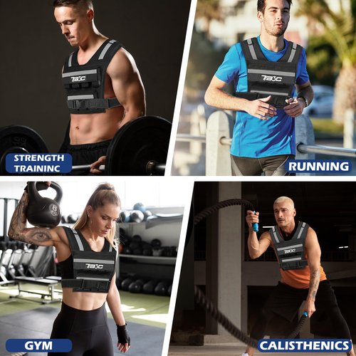 Adjustable Weighted Vest，40lbs Weights with Reflective Stripe, Weight Vest Workout Vest for Strength Training Running Walking Workout Vest for Men and Women