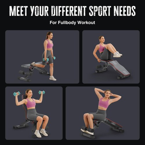 Adjustable Foldable 660LB Weight Bench, Lifting Sit-up Multi-use Workout Bench Exercise Bench Incline Decline Flat Utility Bench Press for Home Gym