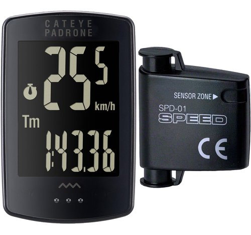 CATEYE Padrone Wireless Bike Computer – Oversized Display Cyclocomputer, Wireless Speedometer & Odometer, FlexTight™ Mount, Auto Start/Stop, Programmable Odometer