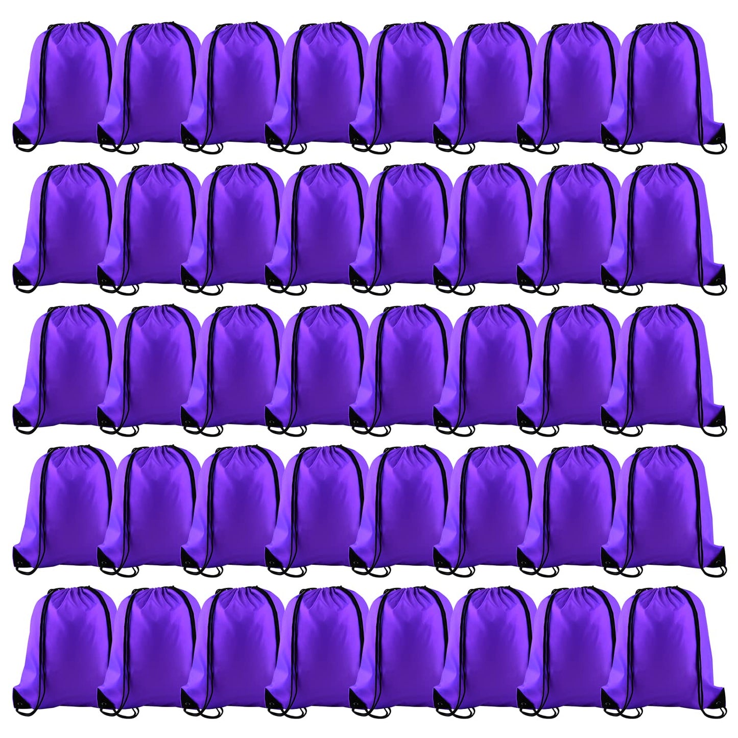 KUUQA 50Pcs Purple Drawstring Backpack Bulk String Bags for Storage, Sport, Gym, and Traveling