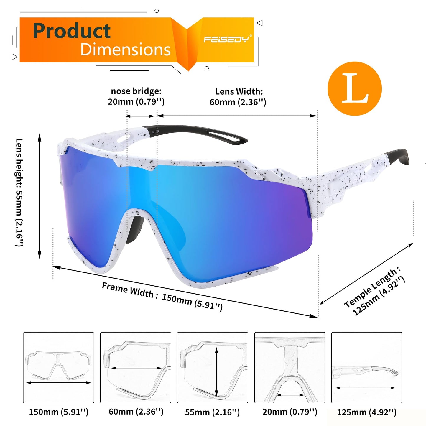 FEISEDY Polarized Sports Sunglasses for Men Women, Baseball Cycling Fishing Sunglasses UV400 Protection B0134