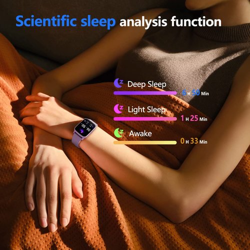 FITVII Fitness Tracker, Smart Watch with 24/7 Blood Pressure Heart Rate and Blood Oxygen Monitor, Sleep Tracker with Calorie Step Counter, IP68 Waterproof Activity Tracker for Women Men Android iOS