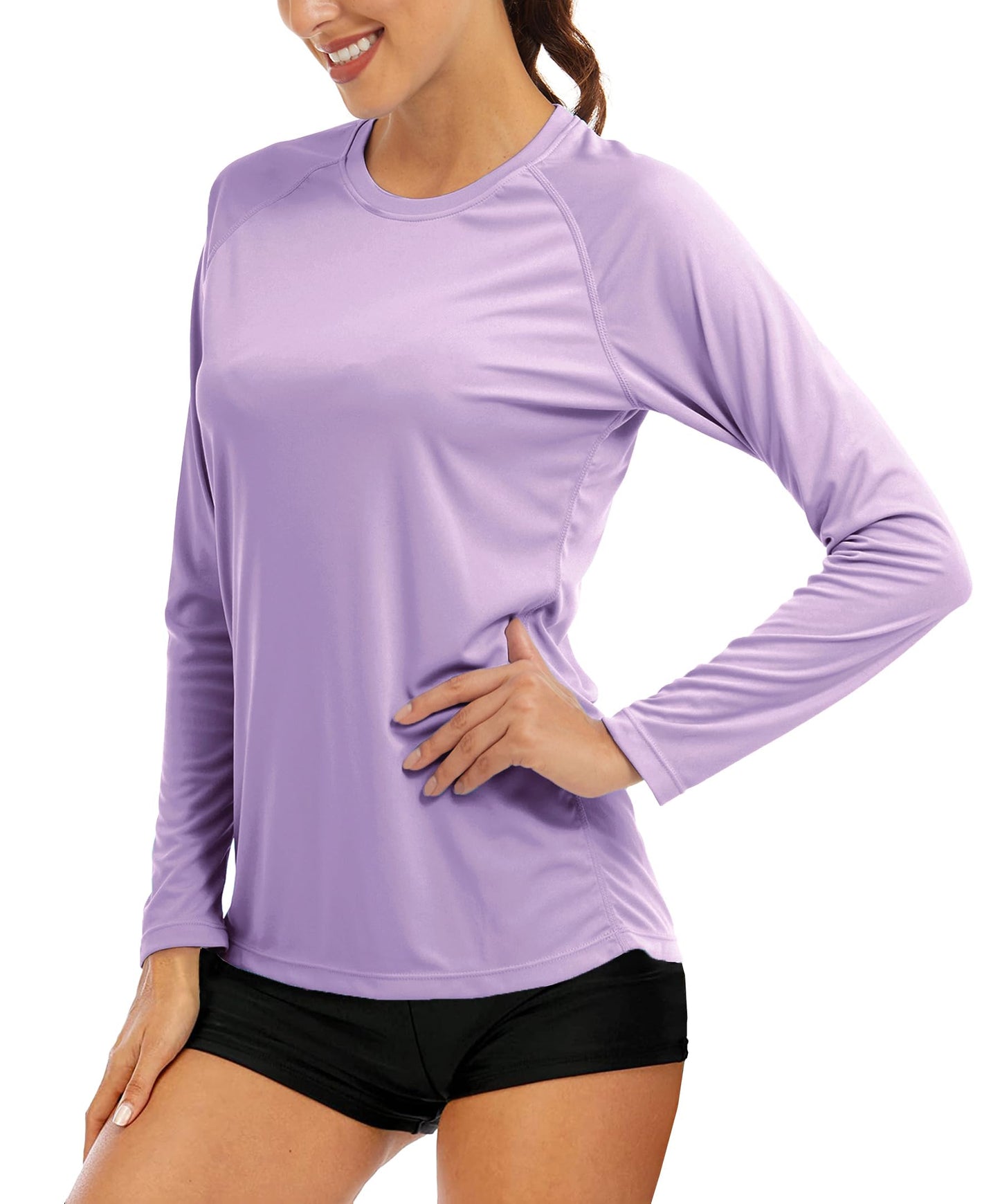 MAGCOMSEN Womens Workout Shirts Long Sleeve Shirts for Women Summer Shirts Fishing Shirts for Women Rash Guard Shirts Hiking Shirts for Women Lightweight Grey Purple