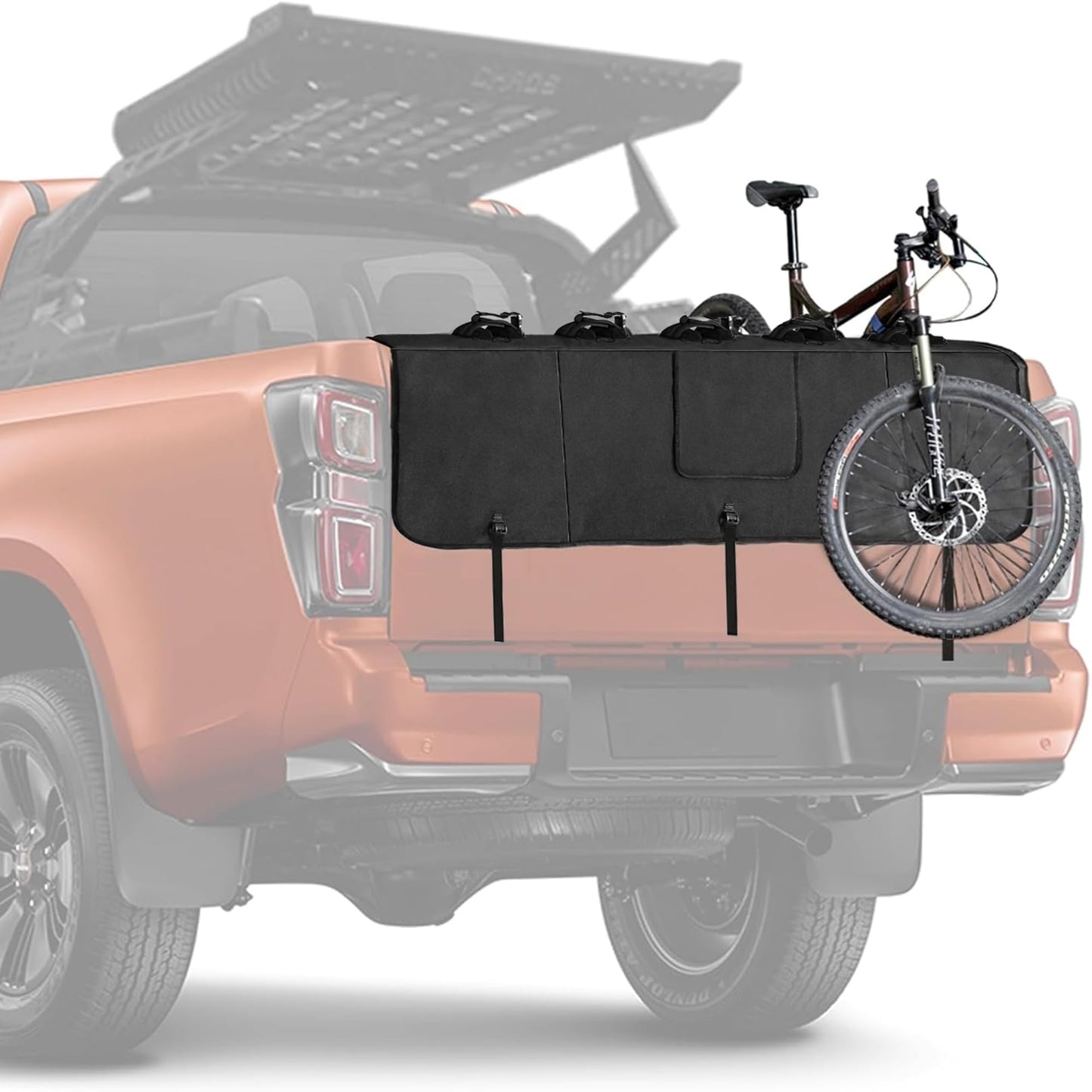 WALMANN 62" Wide Tailgate Pad for Bikes, Holds Up to 5 Bikes Pickup Truck Tailgate Bike Pad with 2 Tool Pockets