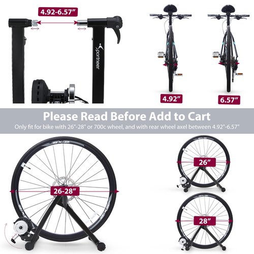 Sportneer Bike Trainer Stand Indoor Exercise - Sportneer Magnetic Bicycle Cycling Training Accessories with Noise Reduction Wheel Kit for Road Bike