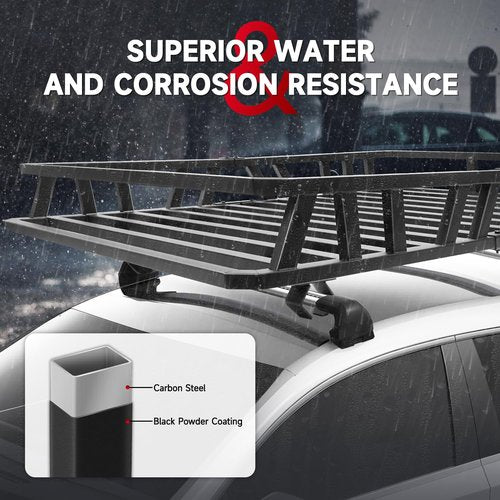 ROADGIVE 52"x36"x5" Roof Rack Cargo Carrier, Heavy-Duty Carbon Steel Rooftop Cargo Basket with 200 lb Capacity and Round Fastener for SUV, Truck, Car
