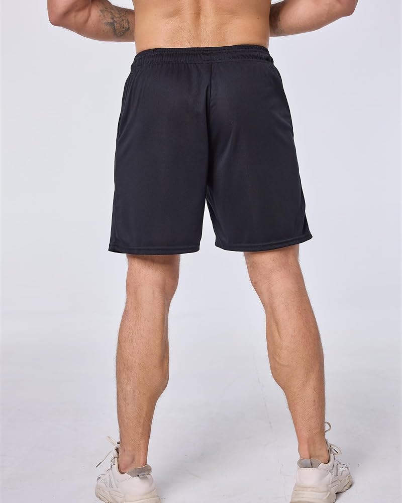 Mens Running Shorts with Pockets – 5 Pack (Black x2, Deep Grey, Navy, Grey) Athletic Gym Short