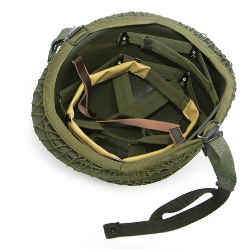 WWii US WW2 M1 Helmet Steel Shell with Net Cover Chin Strap