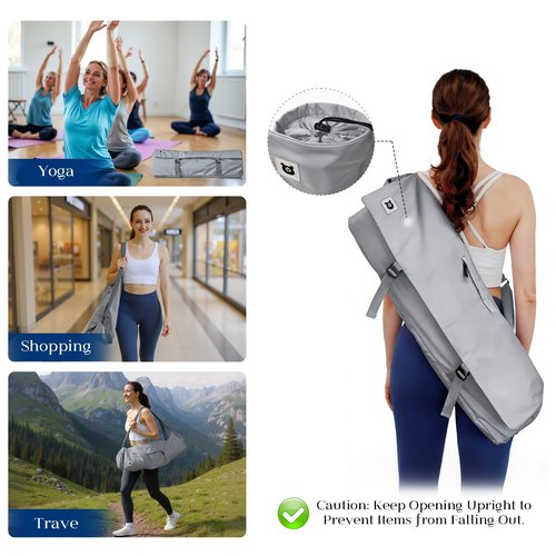 Tumaz Yoga Mat Bag | Padded Adjustable Shoulder Strap | Fits Up to 26" Mats | Multi-Pocket Storage for Essentials | Heavy-Duty G-Hook Closure | Lightweight & Durable for Yoga, Pilates & Fitness