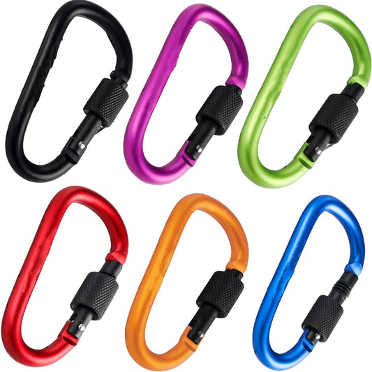 12kN (2697 lbs) Auto-Locking Carabiner Clip – Heavy Duty Aluminum Alloy Snap Hook with Wiregate – Lightweight, Secure Locking Carabiners for Hammock, Hiking, Camping, Dog Leash, Outdoor Gear (6 Pack)