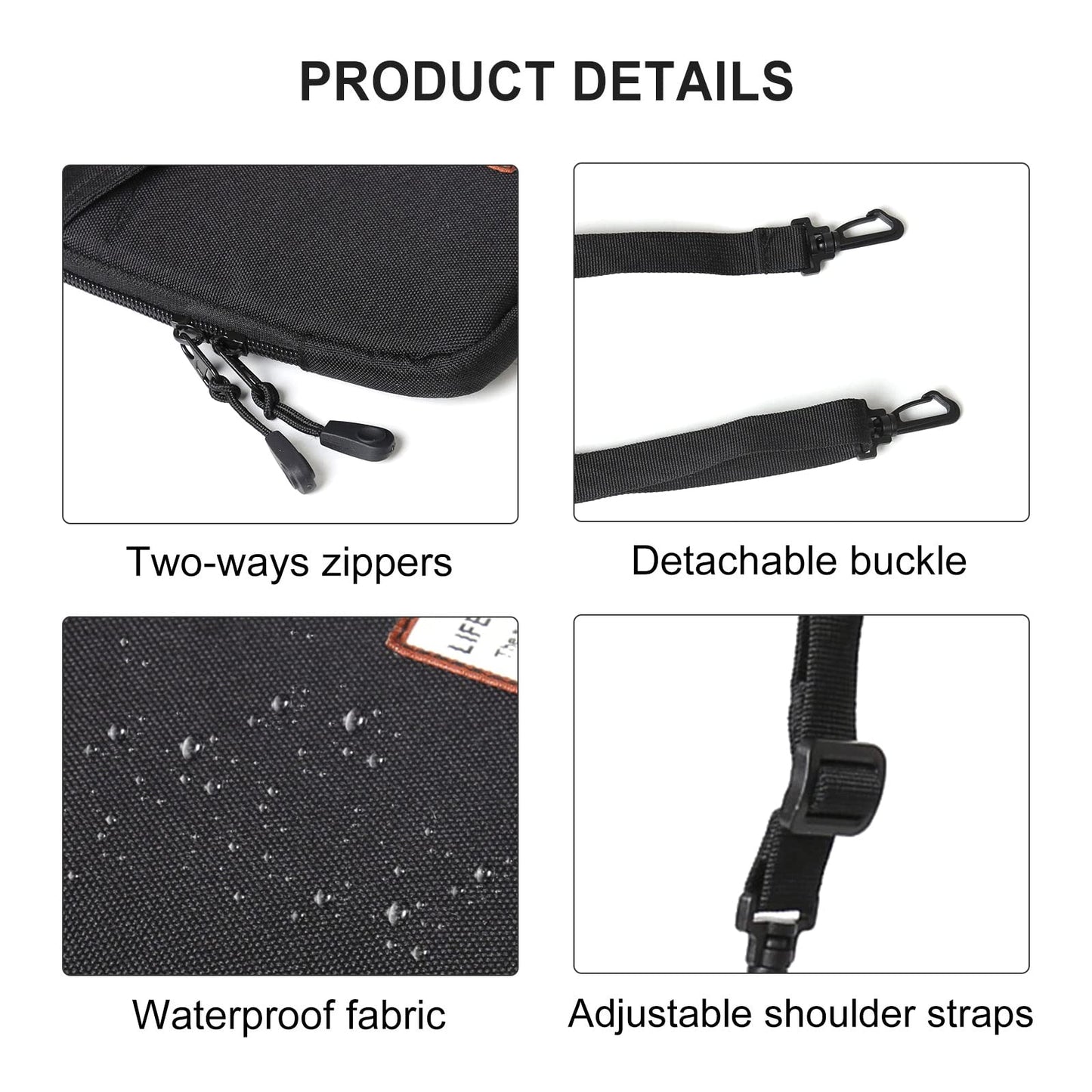 Mini Crossbody Bag Small Shoulder Bag For Men Travel Wallet Passport Holder Phone Purse Unisex, Mini Messenger Satchel Bag For Women Fanny Pack Neck Pouch Bags With Headphone Jack - Black