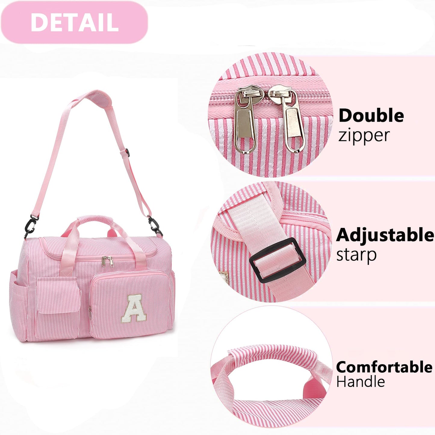 HuiLeo Kids Travel Duffle Bag Dance Bag Gifts for Girls Initial Gym Bag with Shoes Compartment for Women Lightweight Weekender Bags Pink-A