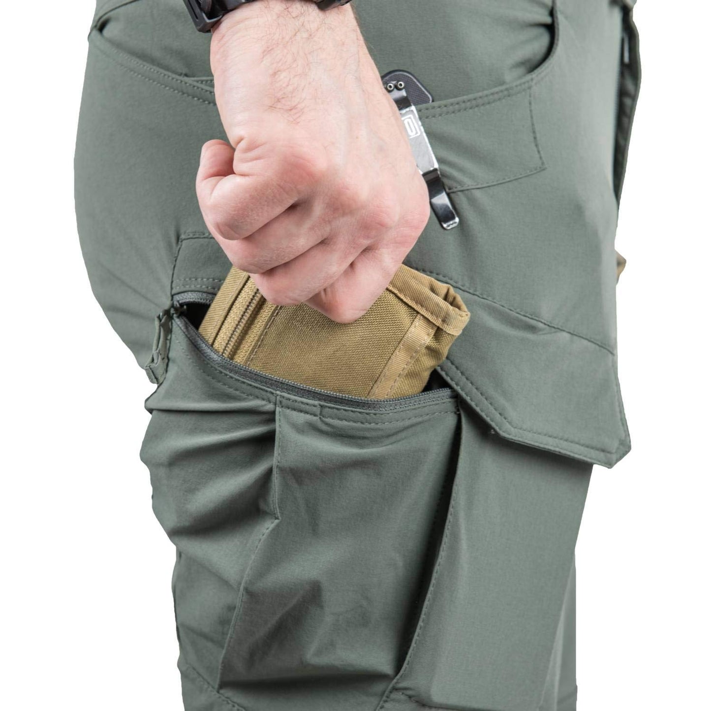 Helikon-Tex OTP Outdoor Tactical Pants - Water Resistant Ripstop Mens Cargo Pants - Outback Line - Lightweight, Hiking, Law Enforcement, Work Pants, Khaki Waist 34 Length 32