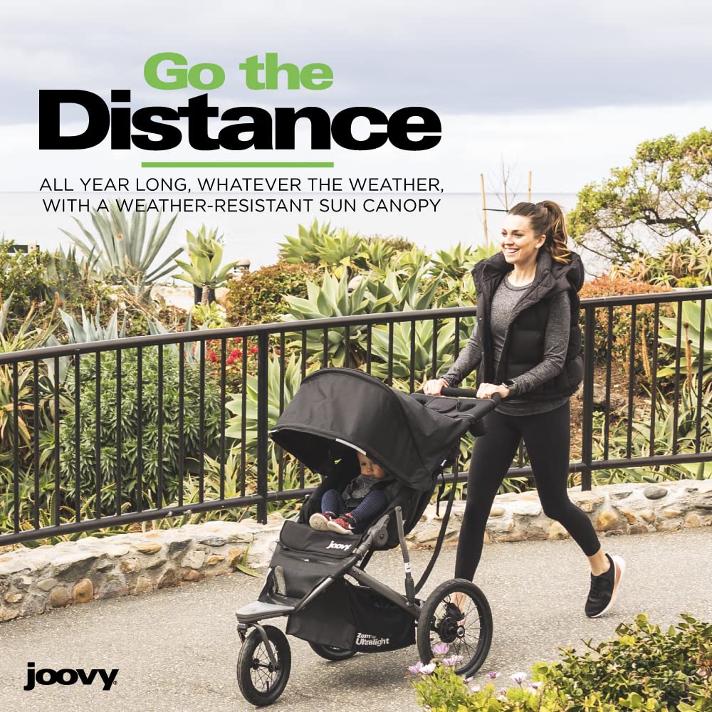 Joovy Zoom360 Ultralight Jogging Stroller Featuring High Child Seat, Shock-Absorbing Suspension, Extra-Large Air-Filled Tires, Parent Organizer, Air Pump, and Easy One-Hand Fold (Red)