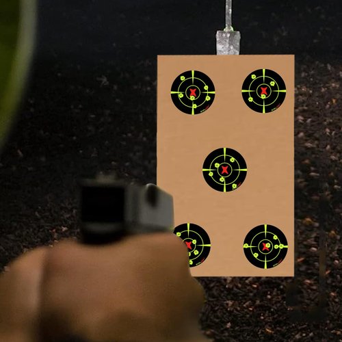 Atflbox Splatter Adhesive 3 inch Bullseye Fluorescent Yellow Shooting Target Stickers, 250 Self Adhesive Target Roll for BB Gun, Pellet Gun, Airsoft, Rifle Indoor and Outdoor Shooting Range