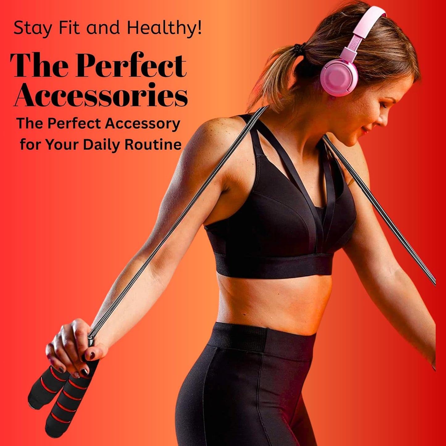 2 Pcs Red And lack Adjustable Jump Rope for Fitness – Tangle-Free Skipping Rope with Ball Bearings, Ergonomic Foam Handles – Speed Jump Rope for Men, Women & Kids – Indoor & Outdoor Exercise Equipment