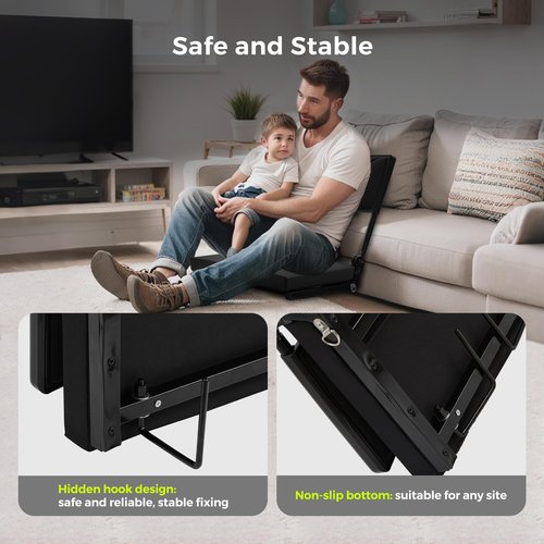 SUNNYFEEL Stadium Seats with Back Support Cushion Wide for Bleachers, Bleacher Chairs with Back and Cushion Padded Portable, Stadium Chairs with 5 Hidden Pockets (Black, Extra Wide 25.2'') (1, High)