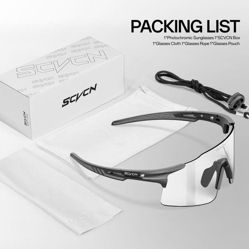 SCVCN Photochromic Cycling Glasses Sports Sunglasses Men Women Clear Bicycle MTB UV400 Protection TR90 Frame Running Mountain Bike Baseball Biking Goggles Riding BMX Golf Driving Softball 01 Black