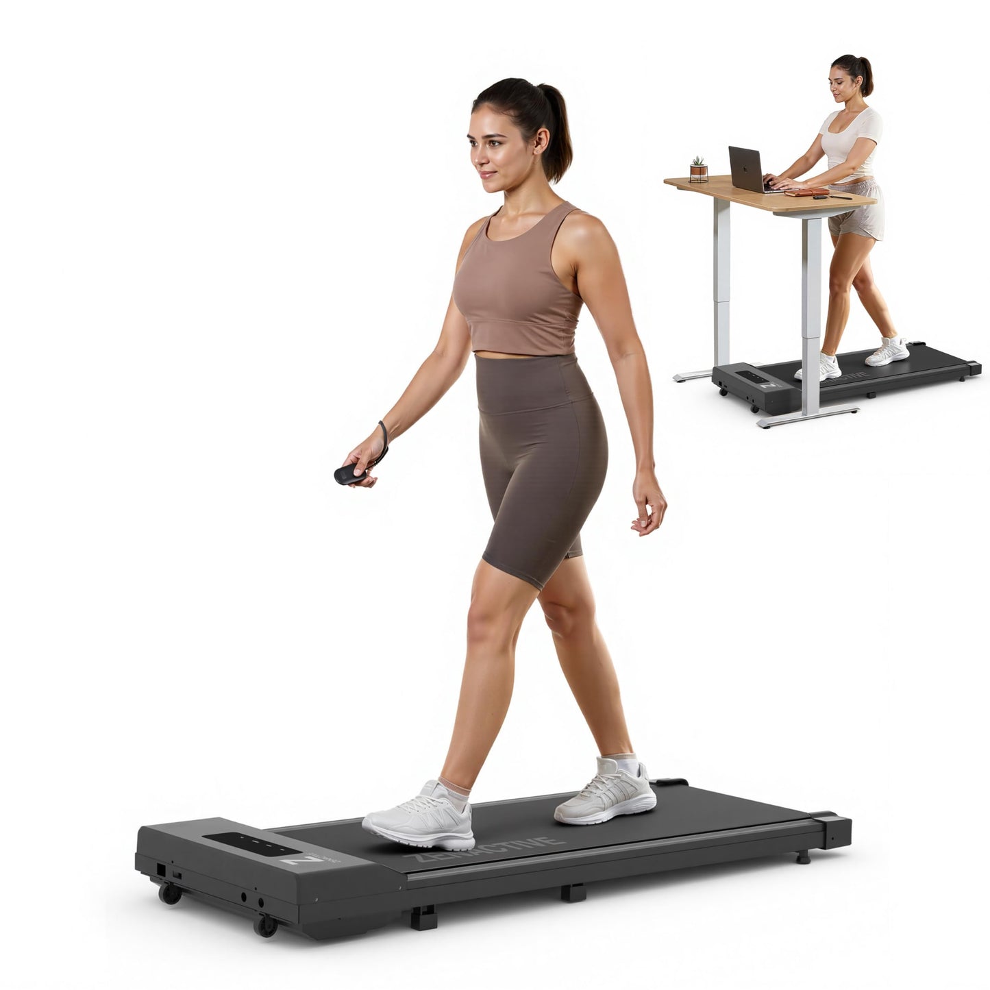 TOUSAINS Walking Pad Under Desk Treadmill, Ultra Slim Portable Walking Machine for Home Office, Installation-Free Mini Treadmill with Remote Control & LED Display, Quiet Walkingpad for Small Space