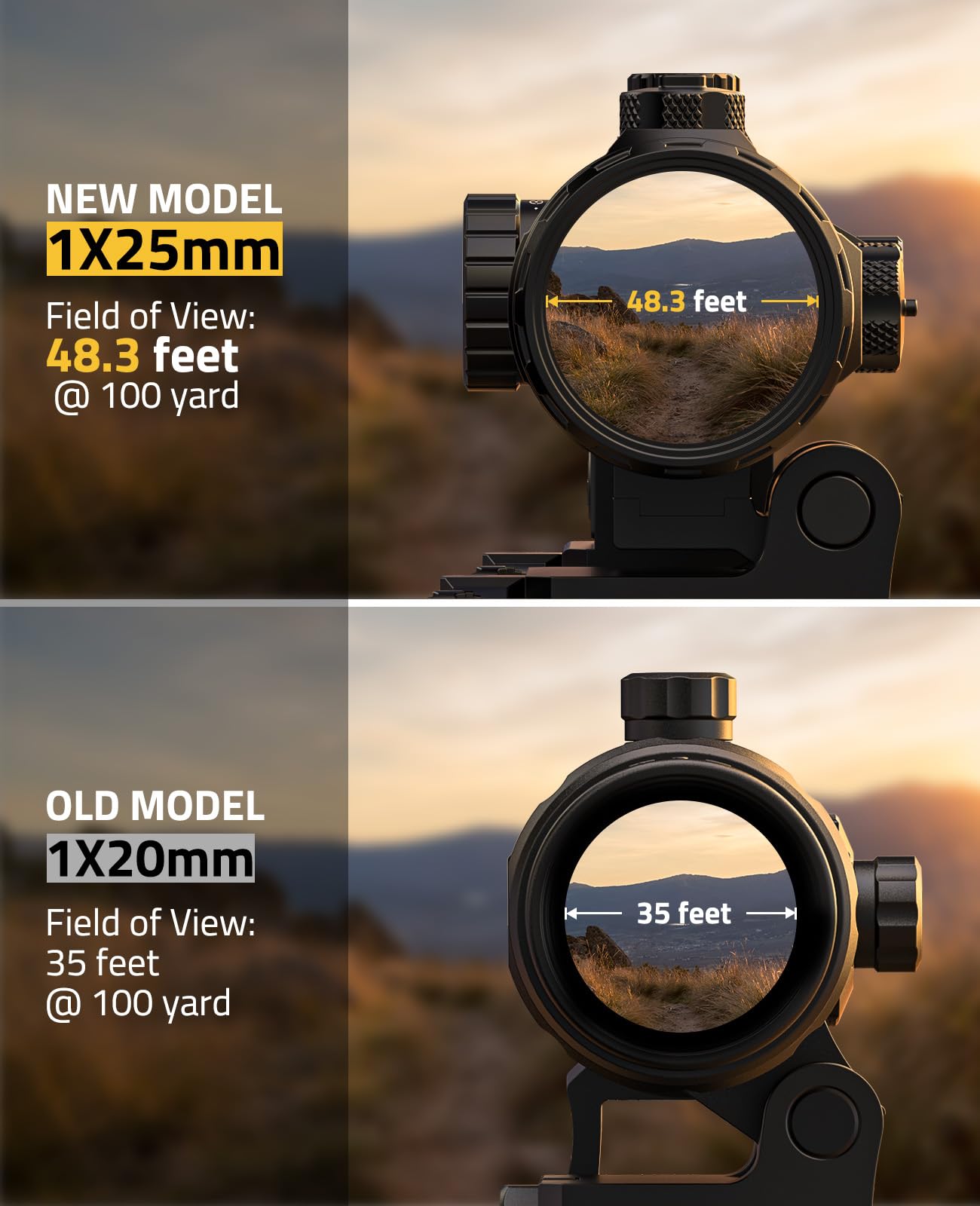 CVLIFE Multi Reticle Auto-Brightness Red Dot and 3X Magnifier Combo,25MM Large Lens Motion Awake Red Dot Sight with Quick Release Mount, Compact Magnifier with Flip-to-Side Mount (red dot)