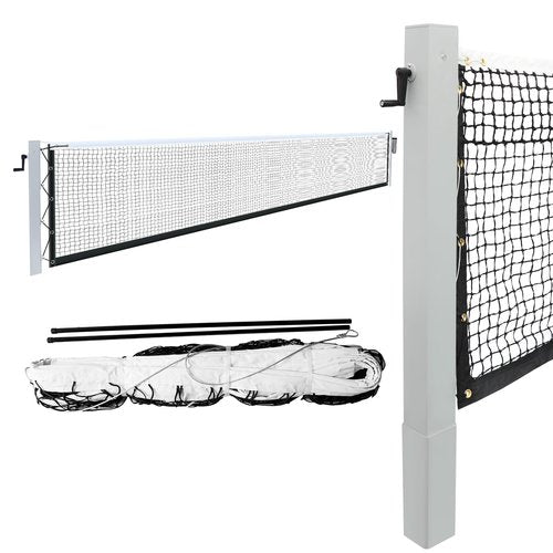PROGOAL 100mm Heavy Duty Aluminum Tennis Net Posts - Full Aluminum Alloy Construction with Built-in Turbo Winder for Permanent In-Ground Installation - Includes Anchor Sockets for Concrete or Soil