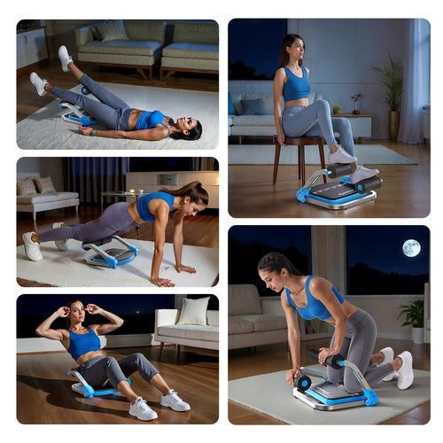 MERACH Ab Machine for Home Gym, Adjustable Ab Trainer with 3 Resistance Levels, Sit Up Exercise Equipment for Core Workout, Automatic Rebound Ab Crunch Machine, Ab Workout Equipment for Stomach(Blue)