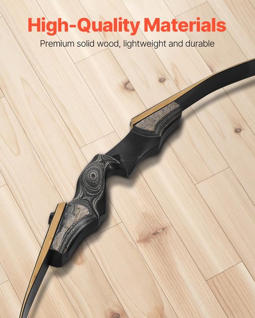VEVOR Recurve Bow and Arrows Kit, 60 inch Wooden Takedown Bows, Right Handed Ergonomic Archery Recurve Bow Package, Longbow for Outdoor Target Training Practice Hunting, Beginners to Advanced, 30 lbs