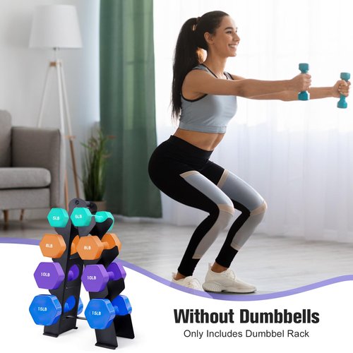 Dumbbell Rack Stand Only(Dumbbells not Included), Compact A-Frame Weight Rack for Dumbbells, Rust-Resistant Coated Dumbbell Storage Rack, Dumbbell Stand with Handle & Non-Slip Base for Home Gym