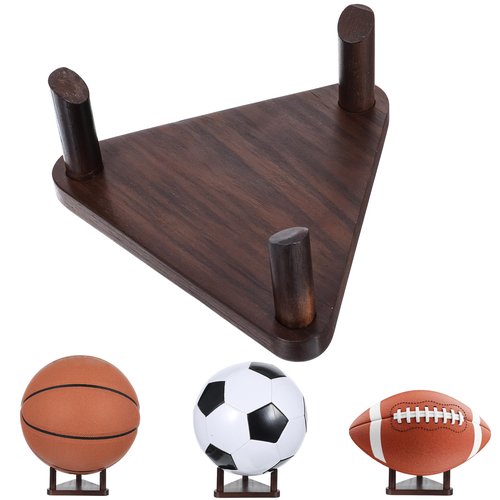 MBAIYO Wooden Basketball Stand, Walnut Wood Ball Holder for Basketball Football Display Stand for Soccer Volleyball Bowling Ball Or Home Decor