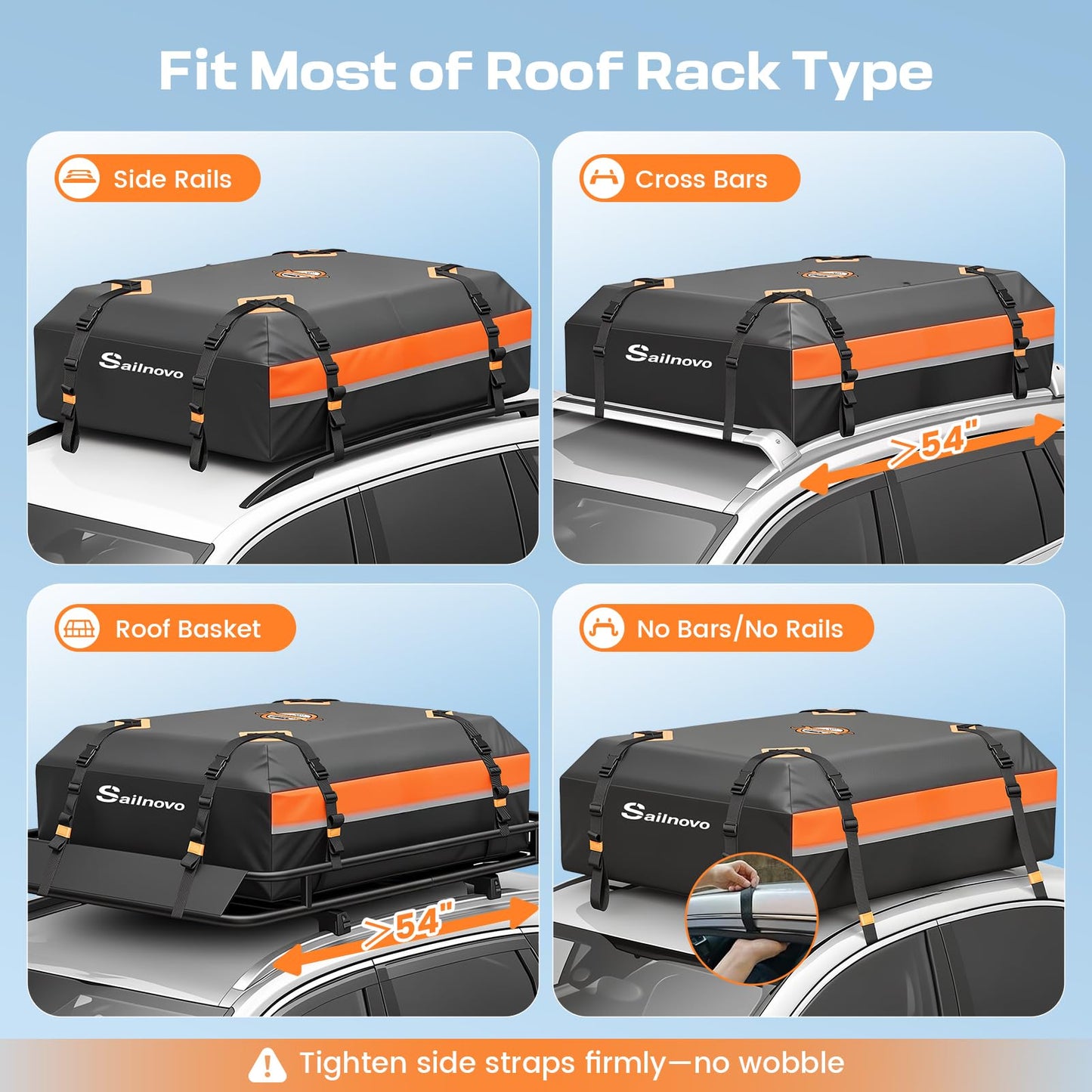 Sailnovo Rooftop Cargo Carrier 20 Cubic, Waterproof Car Roof Bag Car Top Carrier Car Roof Storage with Slip Mat, 6 Door Hooks Combination Lock, for All Vehicle Roof with/Without Rack Cross Bar