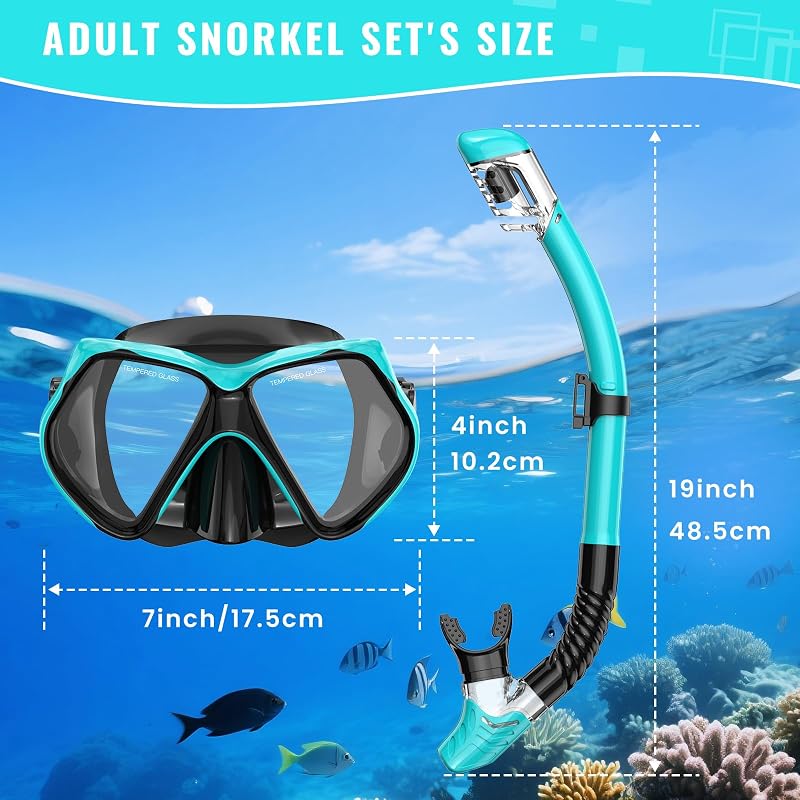 Green Anti-Fog 2-in-1 Snorkeling Mask & Dry-Top Snorkel Set for Adults