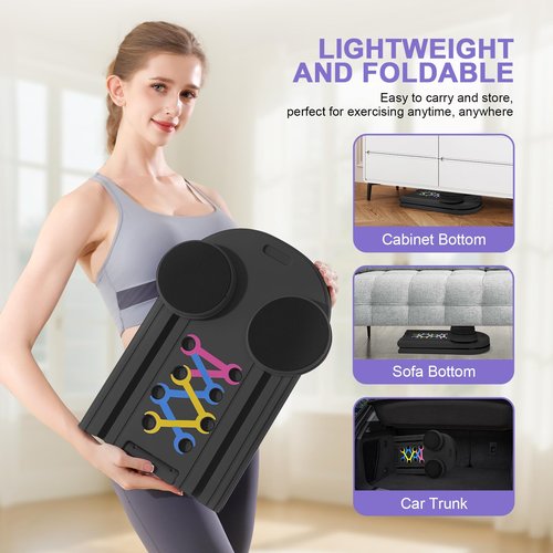Pilates Board, 7 in 1 Pilates Reformer Set,Pilates Kit for Home Workout, Fitness, Exercise, Abs, Core Equipment，Foldable Pilates Reformer Equipment with Timer，Full Body Workout, Unisex
